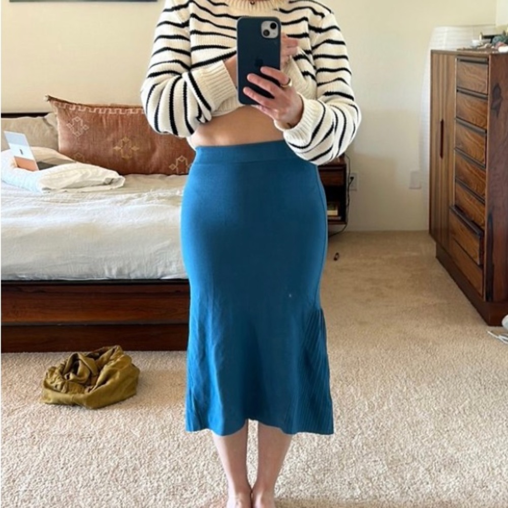 RACHEL COMEY RIBBED FLARE MIDI SKIRT
